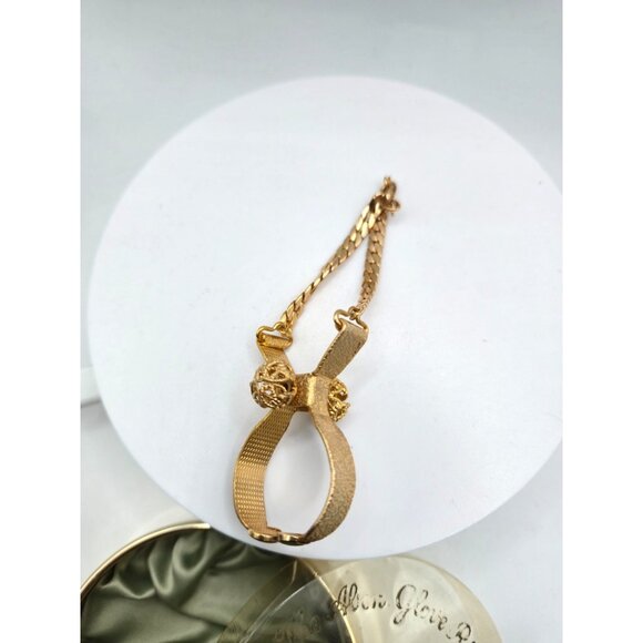 Vintage Abon Mfg. Gold Tone Glove Holder w/ Original Box USA 1950s NOS - Picture 6 of 7